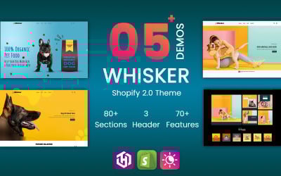 Whisker - Motyw Shopify dla zwierząt - RTL, responsywny motyw w trybie ciemnym