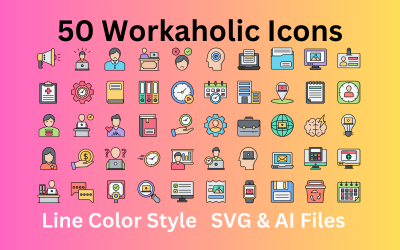 Workoholic Icon Set 50 barevných ikon - SVG a AI soubory