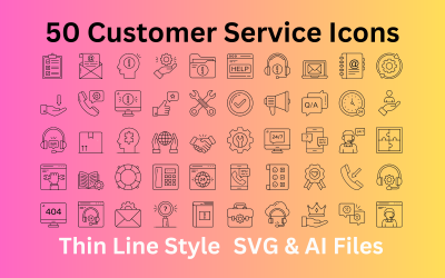 Conjunto de iconos de servicio al cliente 50 iconos de contorno: archivos SVG y AI