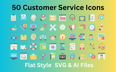 Conjunto de iconos de servicio al cliente 50 iconos planos: archivos SVG y AI