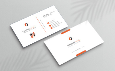 Design de cartão de visita laranja e branco