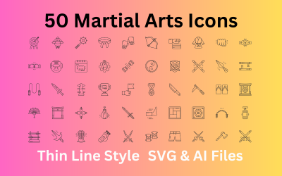 Martial Arts Ikonuppsättning 50 dispositionsikoner - SVG och AI-filer