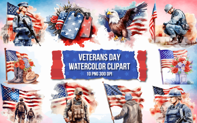 Akvarell Veterans Day Clipart Bunt