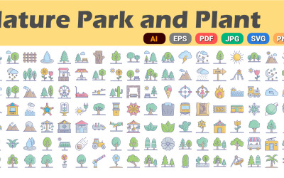 Naturparks und Pflanzen Icons Pack | KI | SVG | EPS