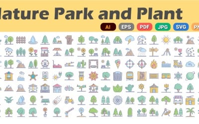 Paquete de iconos de plantas y parques naturales | IA | SVG | EPS