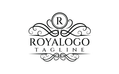 Conception du logo royal, logo du cadre tourbillonnant, logo initial