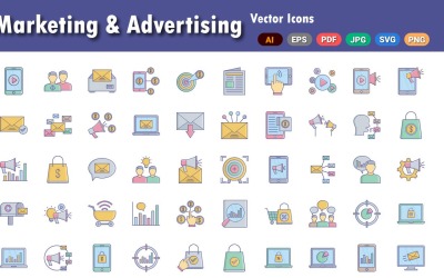 Ikonpaket för marknadsföring och reklam | AI |SVG | EPS