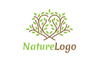 Logo nature, logo arbre, logo coeur arbre