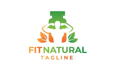 Logotipo natural en forma, logotipo de fitness, logotipo de suplemento