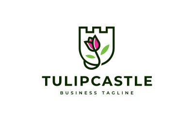 Modello di logo del castello dei tulipani
