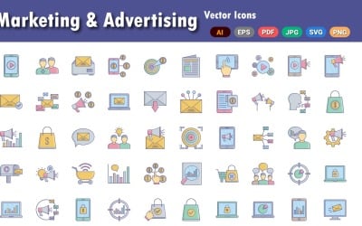Пакет значков для маркетинга и рекламы | AI |SVG | прибыль на акцию