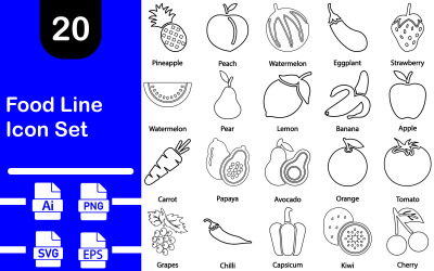 Potraviny Line Icon Set šablony