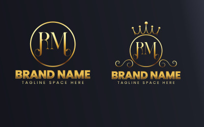 Роскошная буква RM Золотая монограмма Логотип Шаблон Фирменного стиля