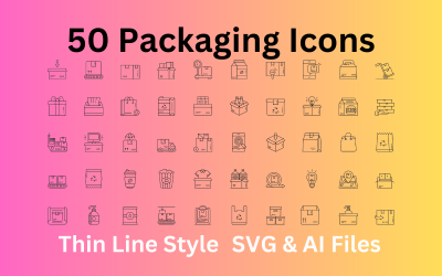 Förpackningsikonuppsättning 50 konturikoner - SVG- och AI-filer
