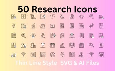 Kutatási ikonkészlet 50 körvonali ikon - SVG és AI fájlok