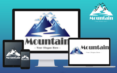 Mountain Logo, Mountain Adventure Logo šablona vektor znamení V7