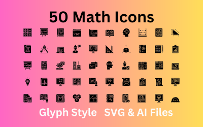 Sada matematických ikon 50 ikon glyfů - soubory SVG a AI