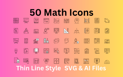 Sada matematických ikon 50 ikon osnovy - soubory SVG a AI