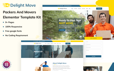 Delight Move - Kit de modèles Elementor pour emballeurs et déménageurs