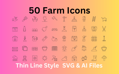 Farm Icon Set 50 ícones de contorno - arquivos SVG e AI