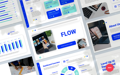 Fluxo - modelo de PowerPoint de apresentação de design de interface do usuário