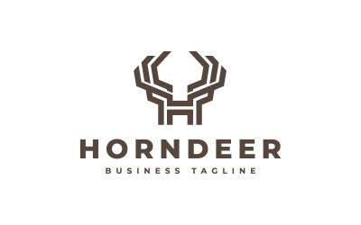 Horn Deer - Bokstaven H Logotyp Mall
