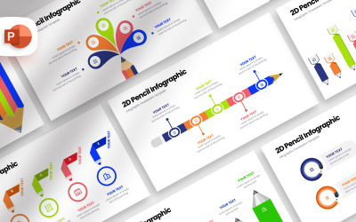 2D Pencil Infographic Шаблон презентації