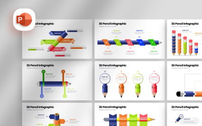 3D ceruza Infographic bemutató sablon