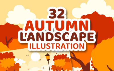 32 Illustrazione dello sfondo del paesaggio autunnale