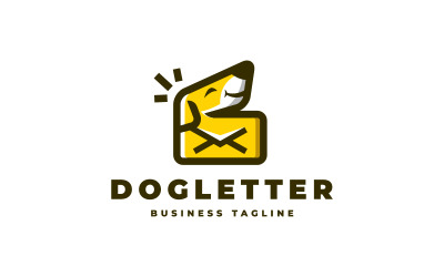 Modelo de logotipo de carta de cachorro fofo
