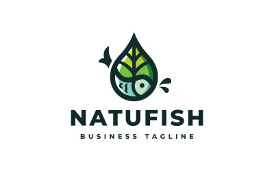 Modelo de logotipo de peixe natural
