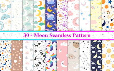 Moon Seamless Pattern, Moon Pattern, Star Pattern