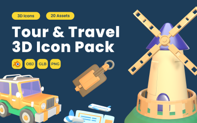 Pacchetto icone 3D Tour e Viaggi Vol 6