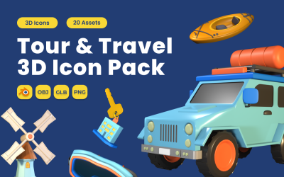 Pack d&amp;#39;icônes 3D de visite et de voyage Vol 4