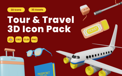 Pacote de ícones 3D de turismo e viagens Vol 1