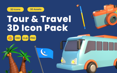 Pacote de ícones 3D de turismo e viagens Vol 3