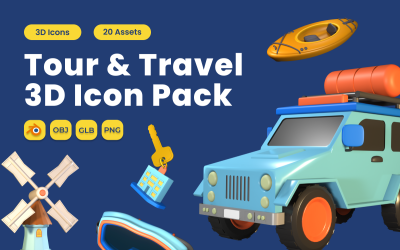 Pacote de ícones 3D de turismo e viagens Vol 4