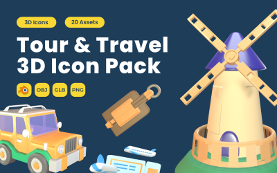 Pacote de ícones 3D de turismo e viagens Vol 6