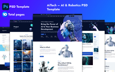 AiTech – шаблон PSD зі штучним інтелектом і робототехнікою
