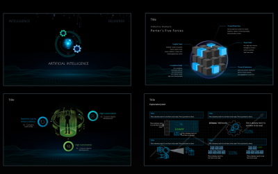 Diapositive del mazzo di modelli PPT a tema futuristico artificiale