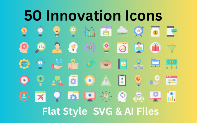Conjunto de iconos de innovación 50 iconos planos: archivos SVG y AI