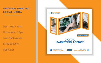 Diseño de plantilla de publicación de redes sociales de marketing digital