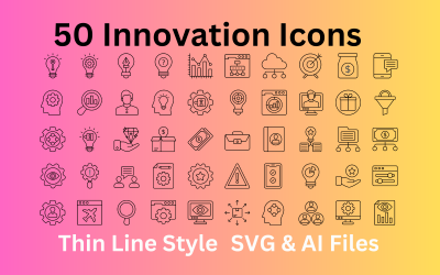 Ensemble d&amp;#39;icônes d&amp;#39;innovation 50 icônes de contour - Fichiers SVG et AI