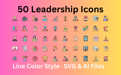 Ensemble d&amp;#39;icônes de leadership 50 icônes de couleur de ligne - Fichiers SVG et AI