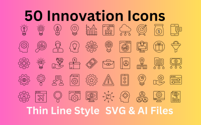 Innovációs ikonkészlet 50 körvonali ikon - SVG és AI fájlok