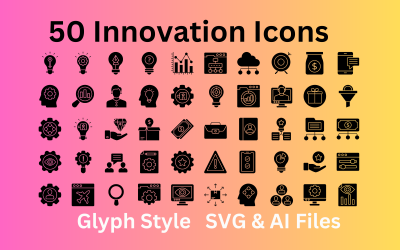 Innovation Icon Set 50 Glyph Icons - SVG och AI-filer
