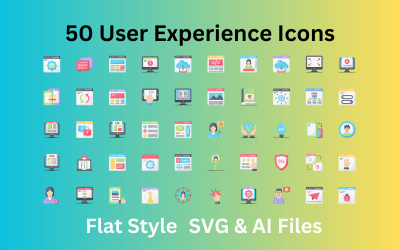 Kullanıcı Deneyimi Simge Seti 50 Düz Simge - SVG ve AI Dosyaları