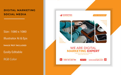 Modello di post e banner sui social media di marketing digitale