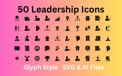 Sada ikon vedení 50 ikon glyfů – soubory SVG a AI