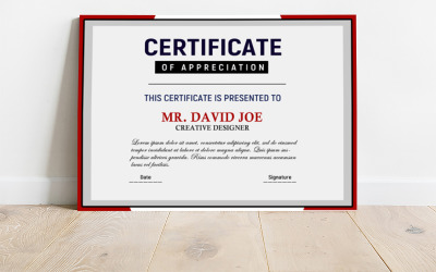 White &amp;amp; Red Completion Certificate Design Template
